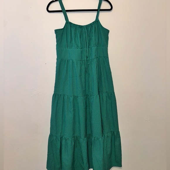 Green Striped Dress with adjustable straps - Picture 1 of 4